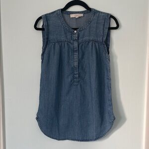 LOFT Blue Soft Chambray Denim Blouse Size XS